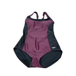 Speedo One Piece Swimsuit Women’s Large Potent Purple Stretch Racerback Keyhole